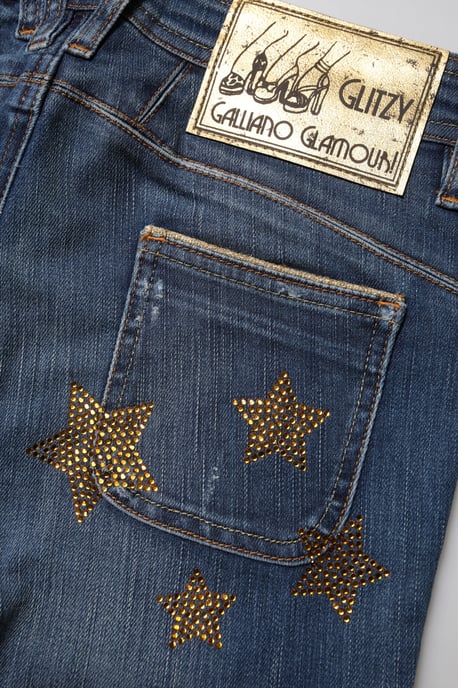 John Galliano Blaue Baumwolle Mid-Waist Weite Bein Denim-Jeans - Image 5