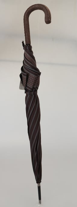 Dolce & Gabbana Brauner Gestreifter Ledergriff Klappschirm Sartoria - Image 4
