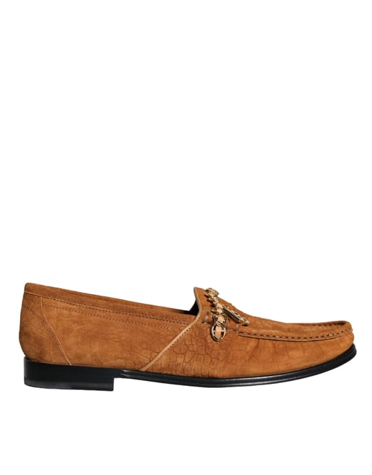 Dolce & Gabbana Braune Samtleder-Logo-Mokassin Slipper - Image 1
