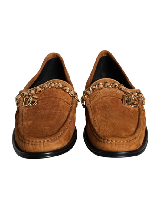 Dolce & Gabbana Braune Samtleder-Logo-Mokassin Slipper - Image 2