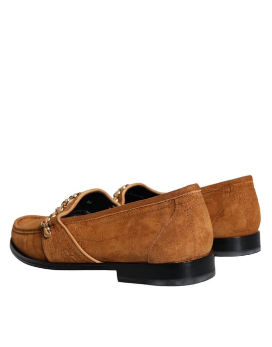 Dolce & Gabbana Braune Samtleder-Logo-Mokassin Slipper - Image 4