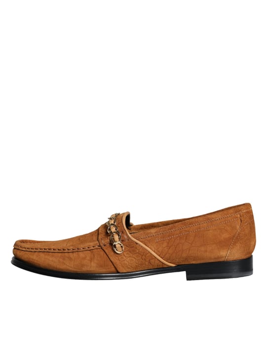 Dolce & Gabbana Braune Samtleder-Logo-Mokassin Slipper - Image 5