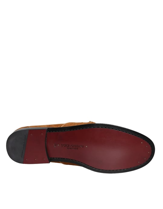 Dolce & Gabbana Braune Samtleder-Logo-Mokassin Slipper - Image 6