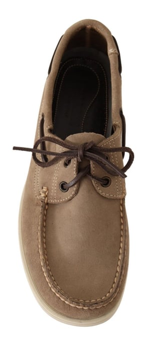 Pollini Beigefarbene Wildleder Mokassin Slipper für Herren - Image 4