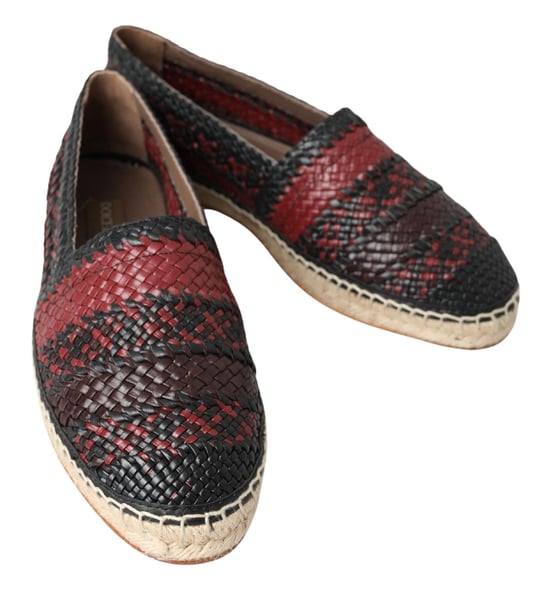 Dolce & Gabbana Schwarze Bordeaux-Buffelleder-Espadrilleschuhe - Image 4