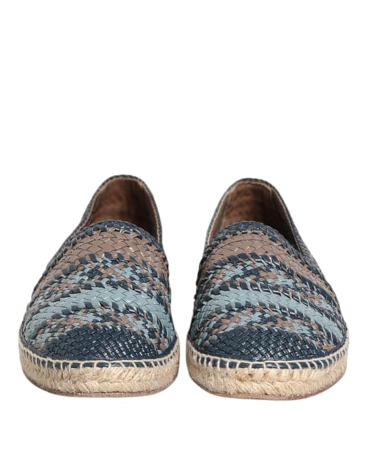 Dolce & Gabbana Blau-Grau Geflochtene Leder Büffel Espadrilleschuhe - Image 2