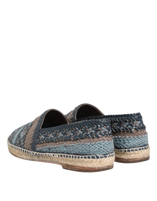 Dolce & Gabbana Blau-Grau Geflochtene Leder Büffel Espadrilleschuhe - Image 5