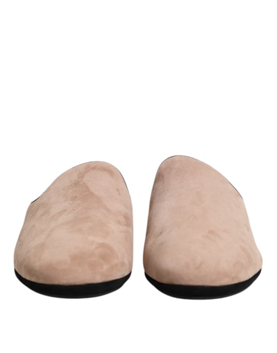 Dolce & Gabbana Beigefarbene Capra-Suede-Slides Flachschlappen Schuhe - Image 2