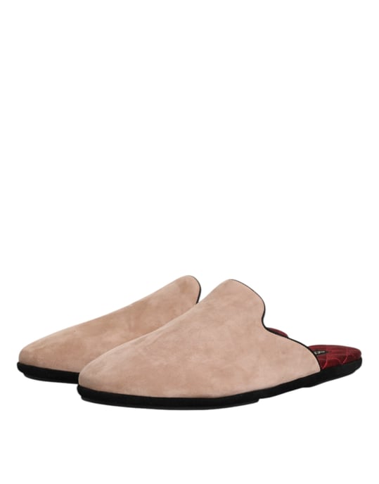 Dolce & Gabbana Beigefarbene Capra-Suede-Slides Flachschlappen Schuhe - Image 4