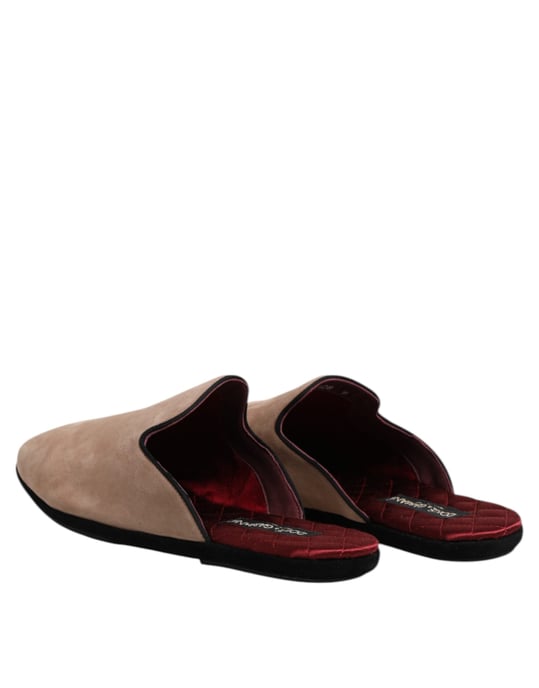 Dolce & Gabbana Beigefarbene Capra-Suede-Slides Flachschlappen Schuhe - Image 5