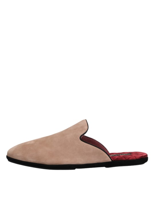 Dolce & Gabbana Beigefarbene Capra-Suede-Slides Flachschlappen Schuhe - Image 6