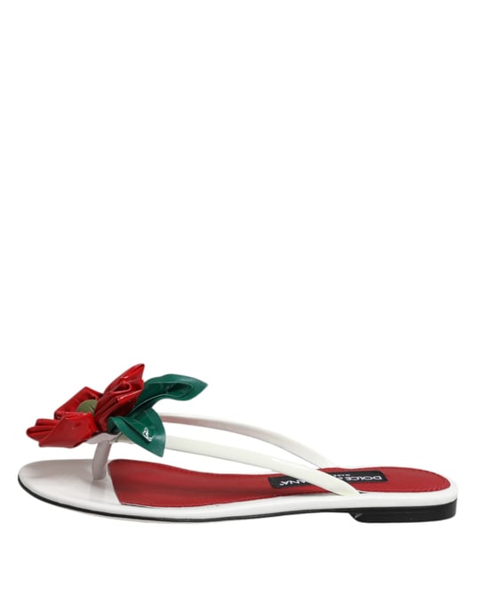 Dolce & Gabbana Rote Weiße KEIRA Blumen Leder Sandalen Schuhe - Image 6