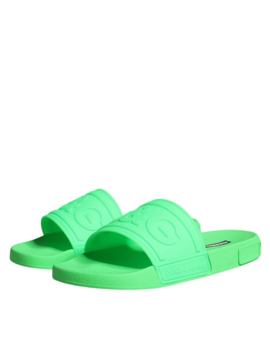 Dolce & Gabbana Grüne Leder-Sandalen Strandbekleidung Schuhe - Image 4