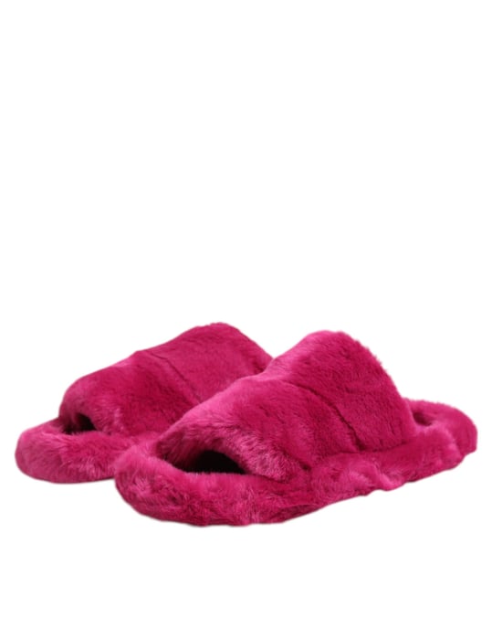 Dolce & Gabbana Pinke Acryl-Faux-Fur Herrenflats Sandalen Schuhe - Image 4