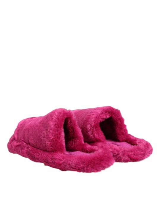 Dolce & Gabbana Pinke Acryl-Faux-Fur Herrenflats Sandalen Schuhe - Image 5