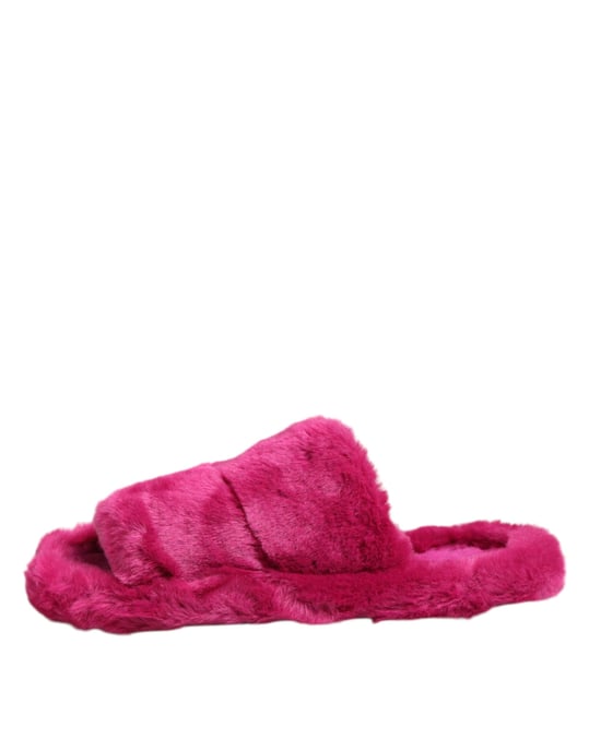 Dolce & Gabbana Pinke Acryl-Faux-Fur Herrenflats Sandalen Schuhe - Image 6