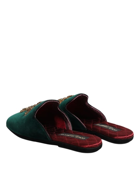 Dolce & Gabbana grüne Samt-Quasten verzierte Pantoletten - Image 5