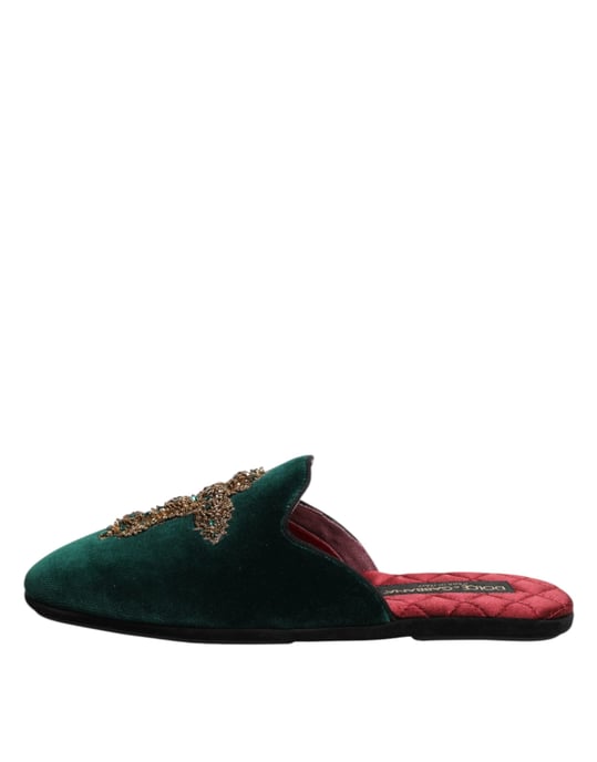 Dolce & Gabbana grüne Samt-Quasten verzierte Pantoletten - Image 6