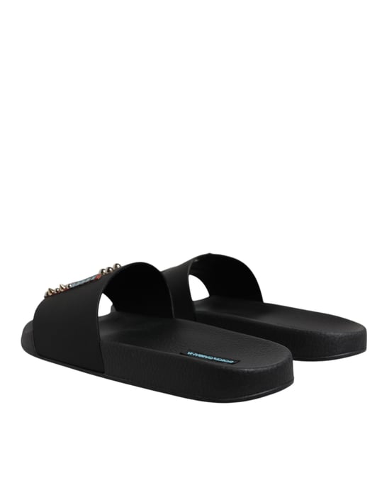 Dolce & Gabbana Schwarze Divers Leder Ballerinas Sandalen Strandmode Schuhe - Image 4