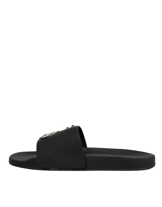 Dolce & Gabbana Schwarze Divers Leder Ballerinas Sandalen Strandmode Schuhe - Image 5