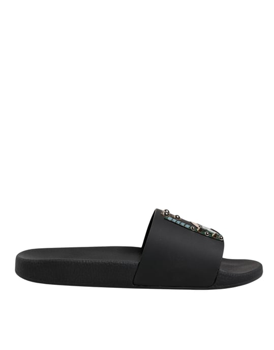 Dolce & Gabbana Schwarze Divers Leder Ballerinas Sandalen Strandmode Schuhe - Image 6