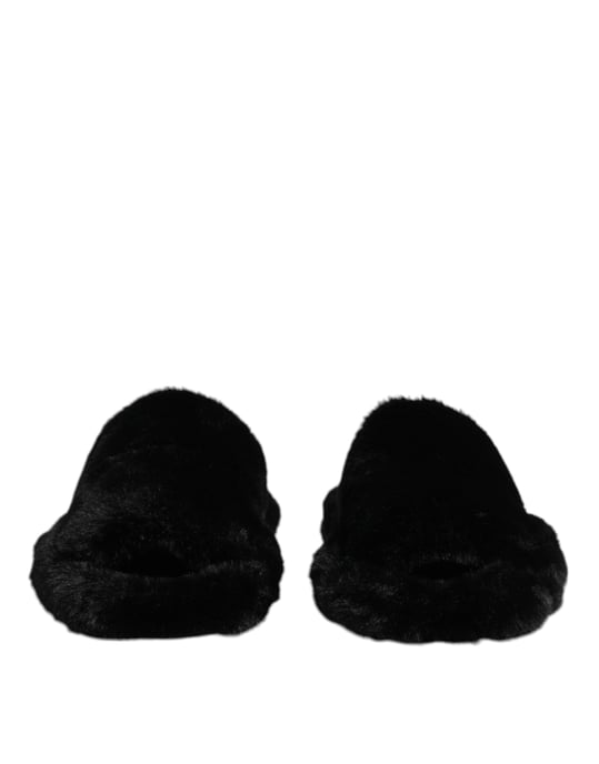 Dolce & Gabbana Schwarze Polyester-Samt-Pantoffeln - Image 2