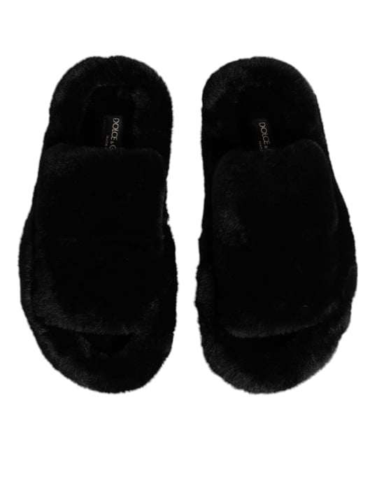 Dolce & Gabbana Schwarze Polyester-Samt-Pantoffeln - Image 3