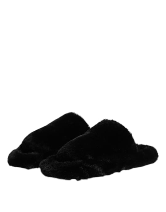 Dolce & Gabbana Schwarze Polyester-Samt-Pantoffeln - Image 4