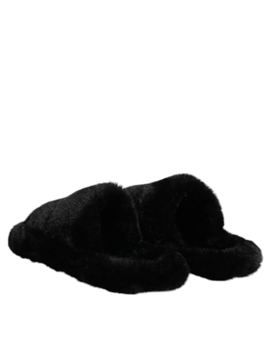 Dolce & Gabbana Schwarze Polyester-Samt-Pantoffeln - Image 5
