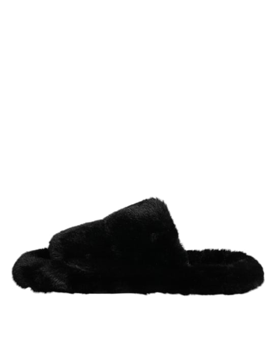 Dolce & Gabbana Schwarze Polyester-Samt-Pantoffeln - Image 6