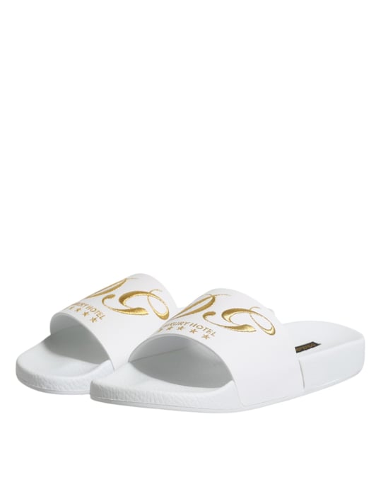 Dolce & Gabbana Weiße Leder-Sandalen Strandbekleidung Schuhe - Image 4