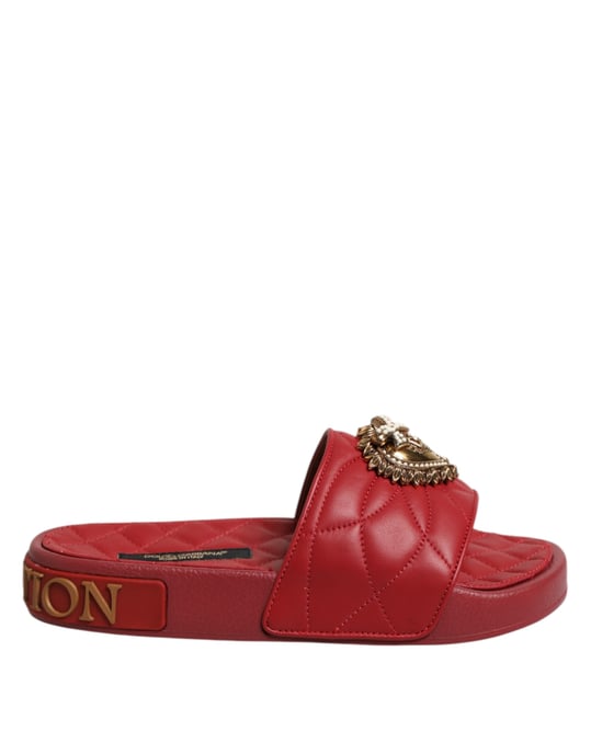 Dolce & Gabbana Rote Hingabe Matelassé Leder-Sandalen - Image 1