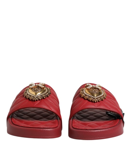 Dolce & Gabbana Rote Hingabe Matelassé Leder-Sandalen - Image 2