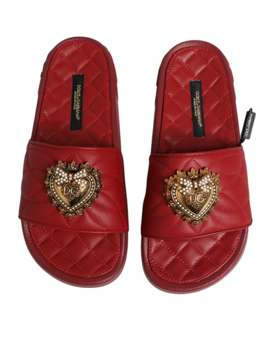Dolce & Gabbana Rote Hingabe Matelassé Leder-Sandalen - Image 3
