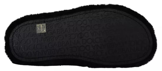 Dolce & Gabbana Schwarze Polyester Kunstfell Herren Sandalen Schuhe - Image 4