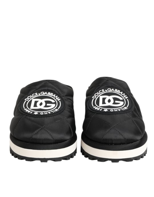 Dolce & Gabbana Schwarze Nylon Low Top Slip-On Sneaker Schuhe - Image 3