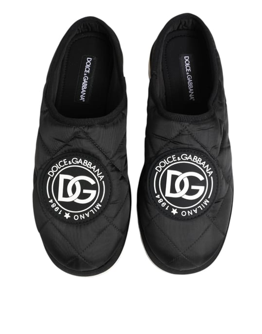 Dolce & Gabbana Schwarze Nylon Low Top Slip-On Sneaker Schuhe - Image 4