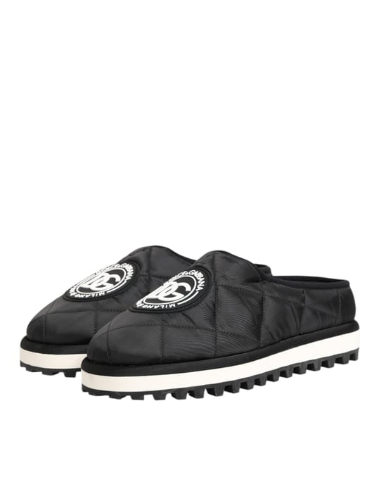 Dolce & Gabbana Schwarze Nylon Low Top Slip-On Sneaker Schuhe - Image 5