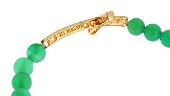 Nialaya Jade Stein Gold CZ Kreuz 925 Silberarmband - Image 4