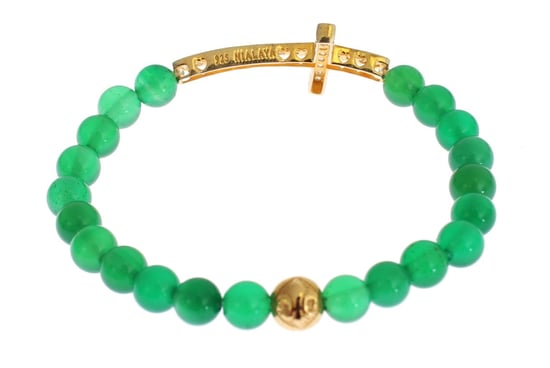Nialaya Jade Stein Gold CZ Kreuz 925 Silberarmband - Image 5