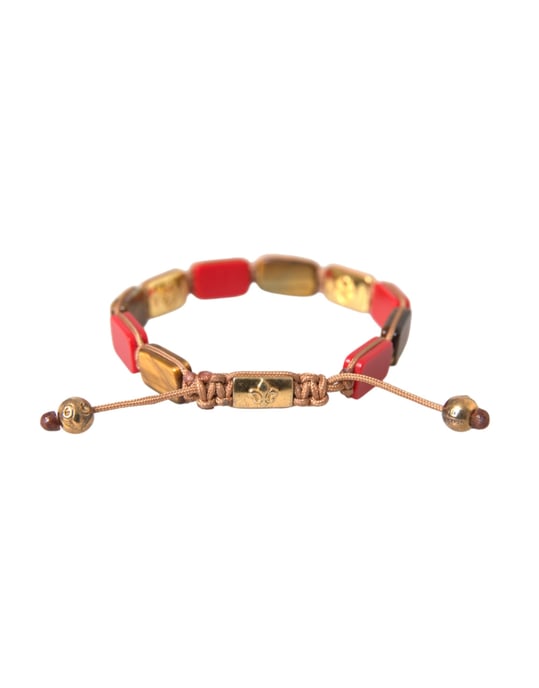 Nialaya CZ Tigerauge Rote Koralle 925 Silber Herrenarmband - Image 1
