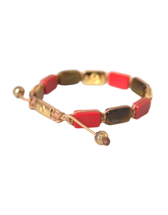 Nialaya CZ Tigerauge Rote Koralle 925 Silber Herrenarmband - Image 2