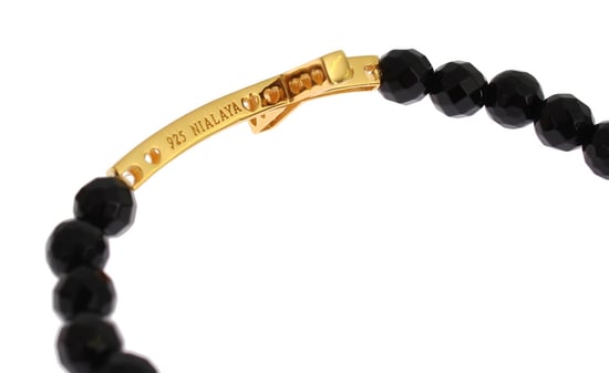 Nialaya Achatstein Gold CZ Kreuz 925 Silberarmband - Image 4