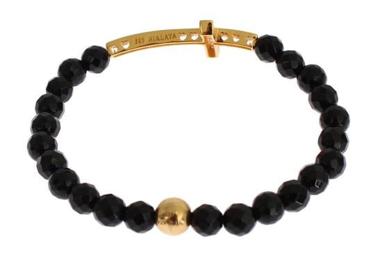 Nialaya Achatstein Gold CZ Kreuz 925 Silberarmband - Image 5