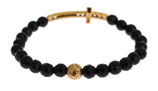 Nialaya Achatstein Gold CZ Kreuz 925 Silberarmband - Image 6