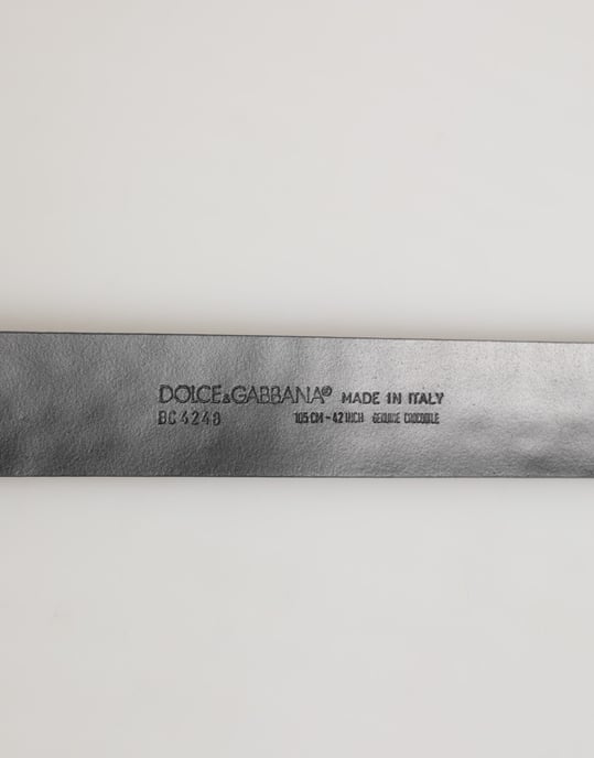 Dolce & Gabbana Schwarzer Exotischer Leder-Gürtel mit DG-Logo-Schnalle - Image 3