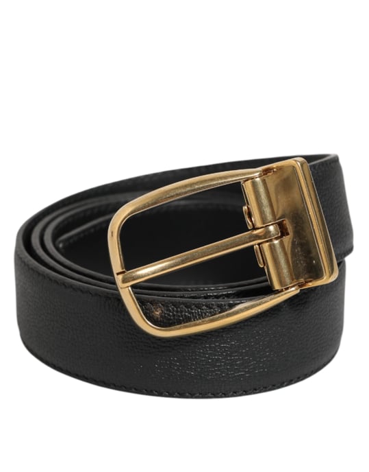 Dolce & Gabbana Schwarzer Leder Gürtel mit Klassischer Metall-Logo-Schnalle - Image 1
