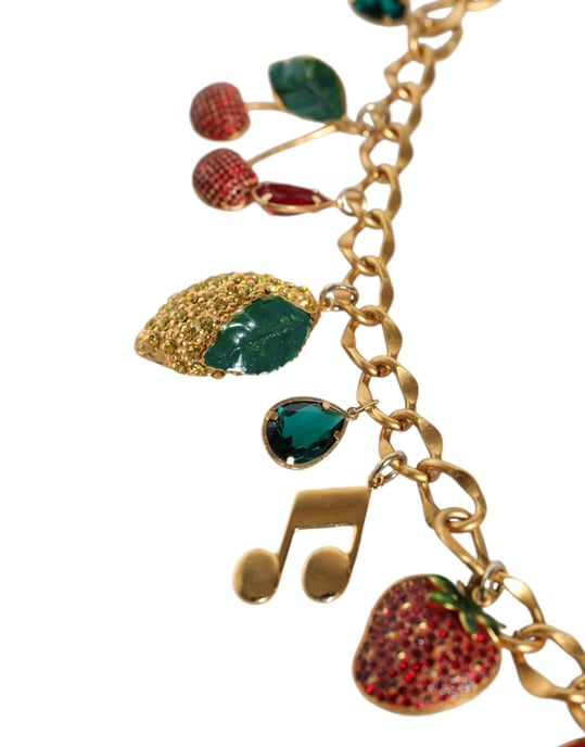Dolce & Gabbana Goldfarbener Messing Gürtel mit fruchtigen Kristallverzierungen - Image 4