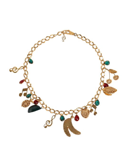 Dolce & Gabbana Goldfarbener Messing Gürtel mit fruchtigen Kristallverzierungen - Image 5