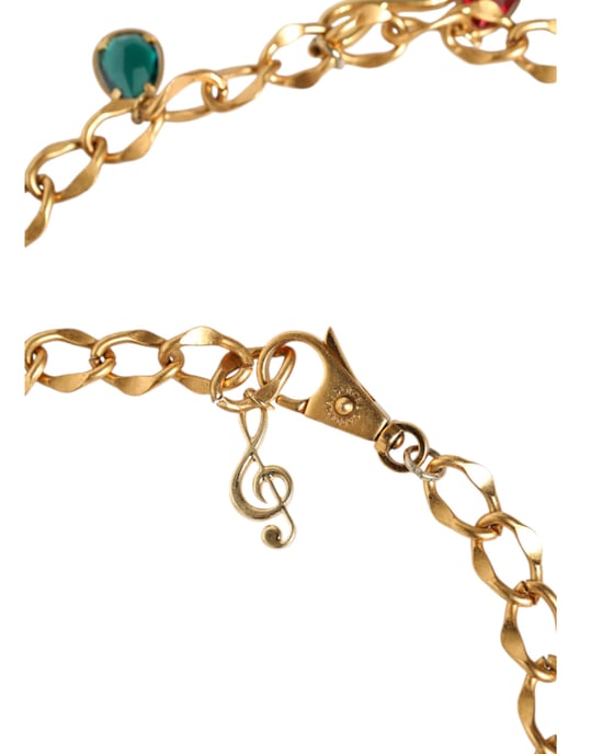 Dolce & Gabbana Goldfarbener Messing Gürtel mit fruchtigen Kristallverzierungen - Image 6